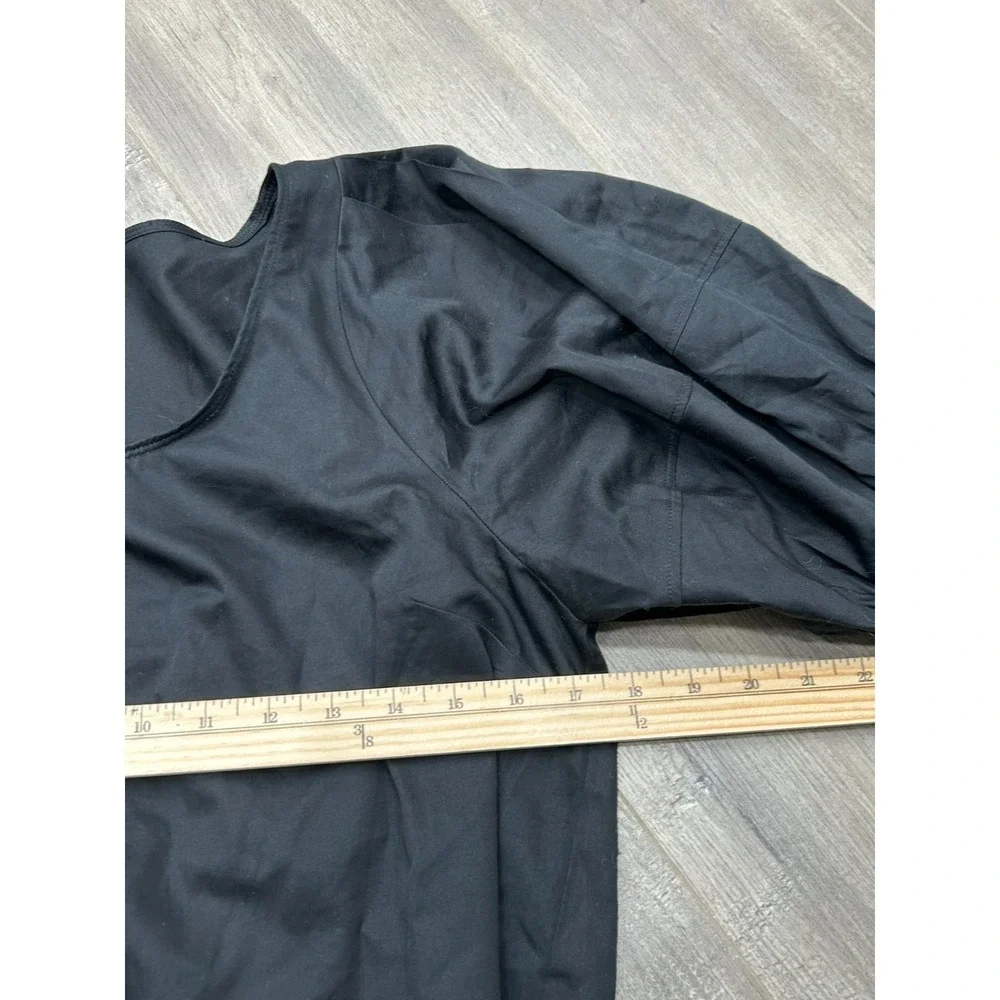 NWT Madewell Womens Black Relaxed Scoop Neck Puff-Sleeve Blouse Top Size‎ Small